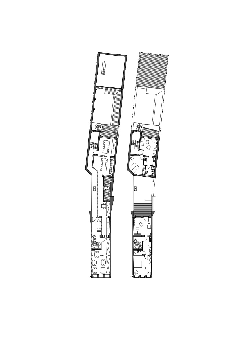 Grundriss 1. und 2. OG, Sanierung und Erweiterung eines Gebäudes in der Friesenstraße in Köln, format3 architekten+ ingenieure