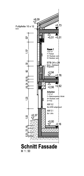 Detail Schnitt Fassade, Neubau Einfamilienhaus in Leverkusen, format3 architekten+ingenieure