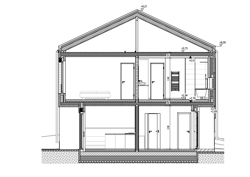Schnitt, Neubau Einfamilienhaus in Leverkusen, format3 architekten+ingenieure