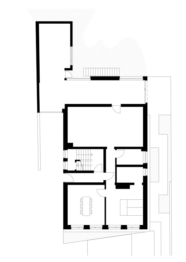 Grundriss Erdgeschoss, Umbau und Sanierung Bestattungsinstitut mit Wohnung, format3