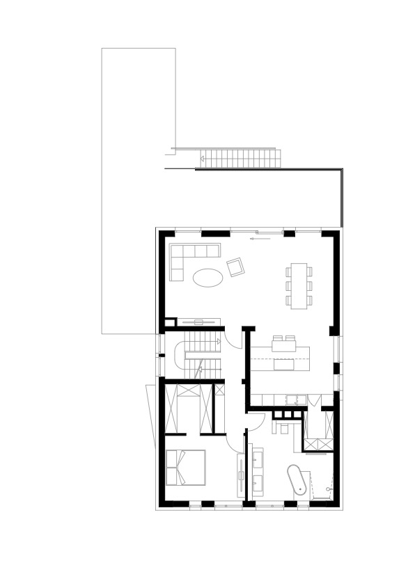 Grundriss Obergeschoss, Umbau und Sanierung Bestattungsinstitut mit Wohnung, format3