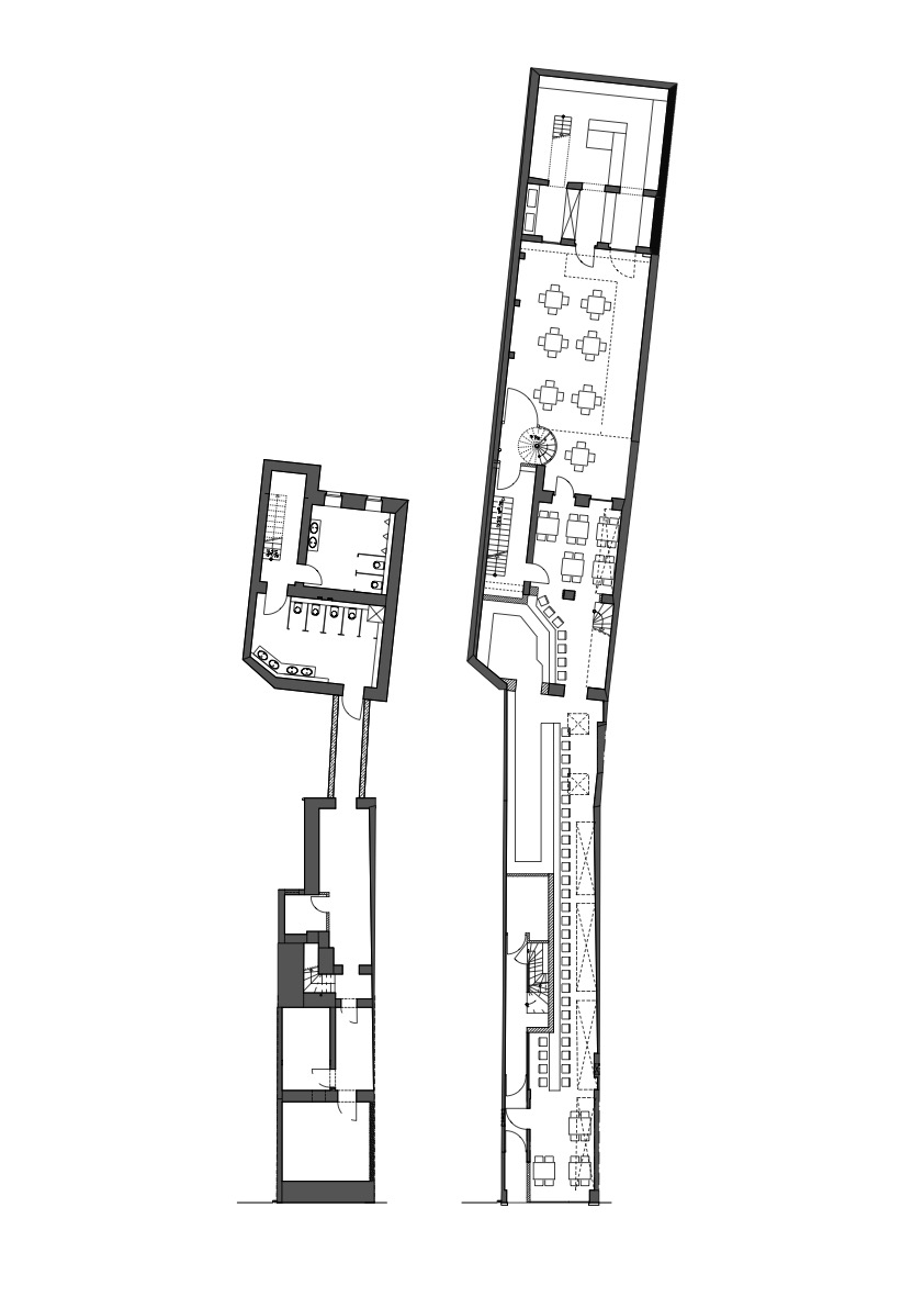 Grundriss EG, Sanierung und Erweiterung eines Gebäudes in der Friesenstraße in Köln, format3 architekten+ ingenieure