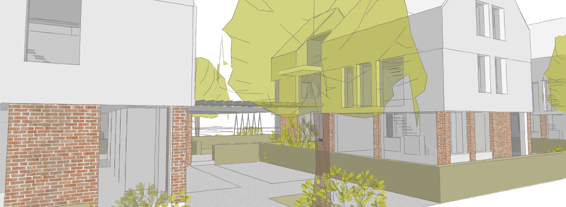 Skizze Gartenplan Projektentwicklung für ein nachbarschaftlich orientiertes Mehrgenerationenwohnen in Leverkusen Hitdorf, format3 gmbh