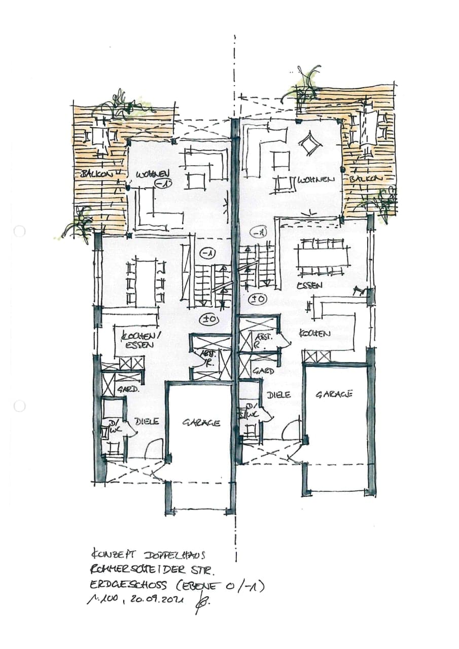 Planung von 4 Doppelhaushälften und 2 Einfamilienhäuser | Grundstück mit steiler Hanglage und Buchenwaldbestand, format3 gmbh