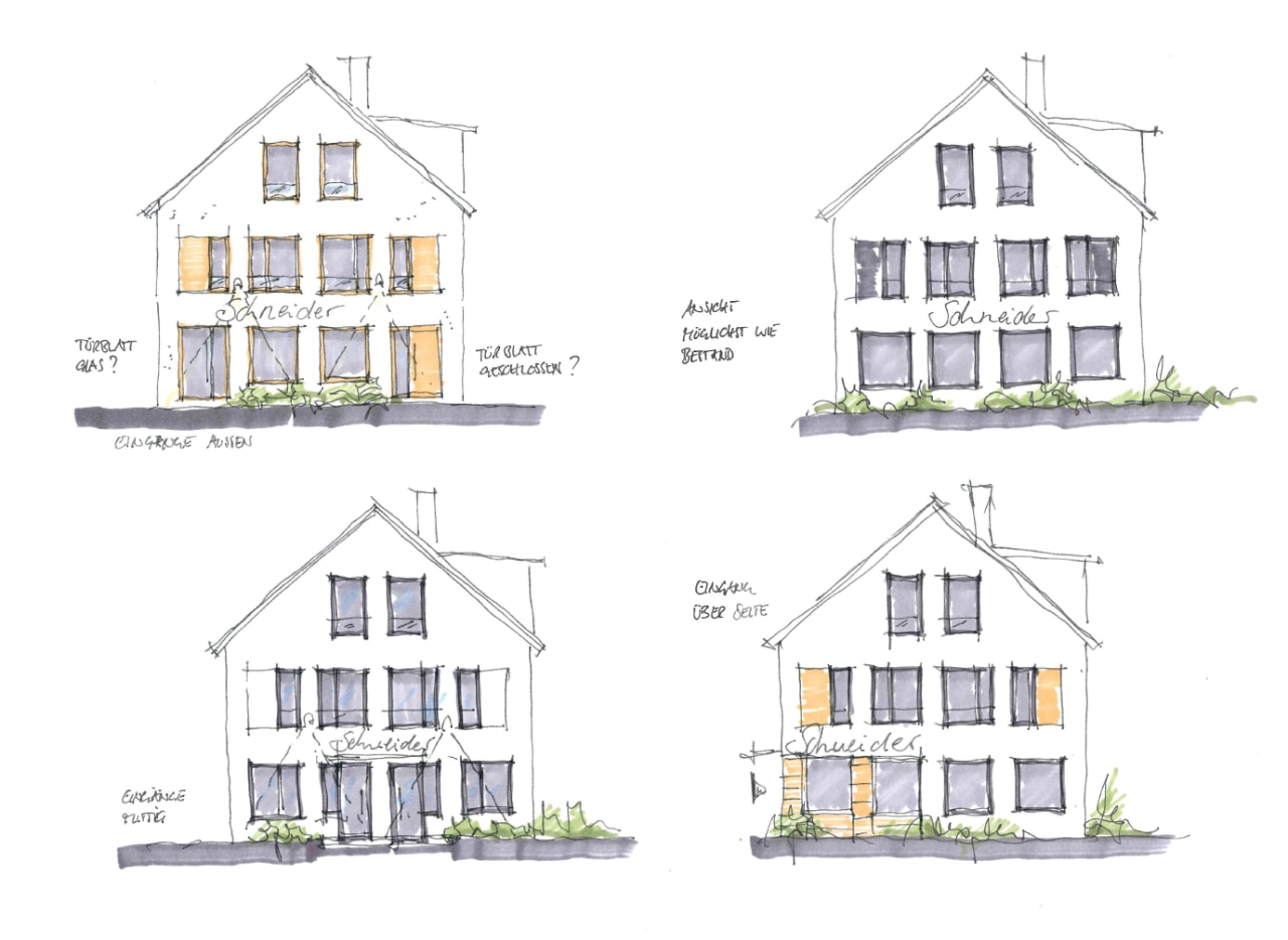 Skizzen, Umbau und Sanierung Bestattungsinstitut mit Wohnung, format3