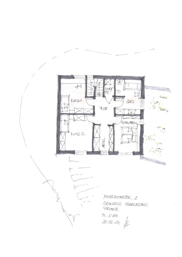 Skizze OG, Neubau Einfamilienhaus in Leverkusen, format3 architekten+ingenieure