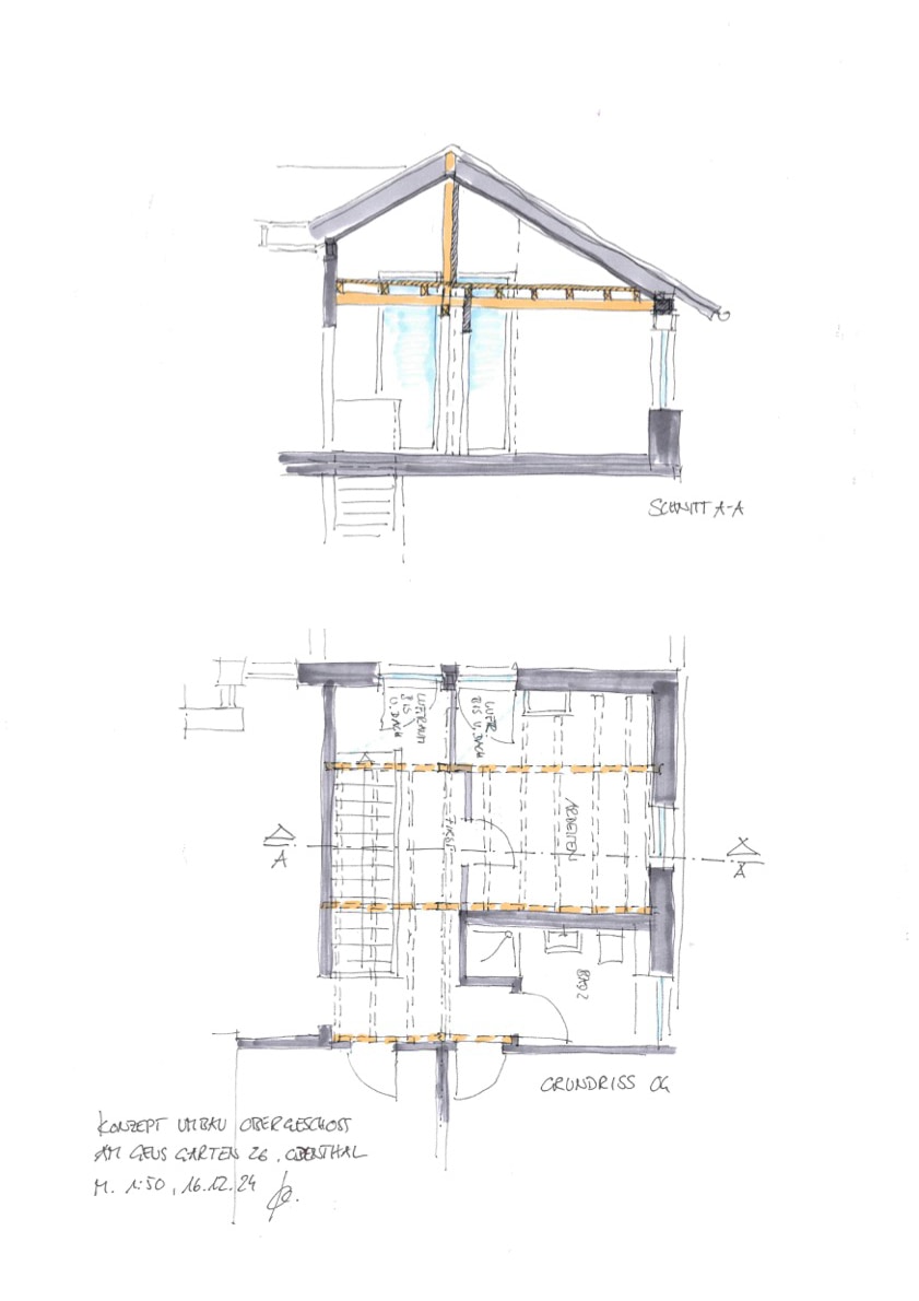 Skizze OG und Schnitt, EFH Odenthal, format3